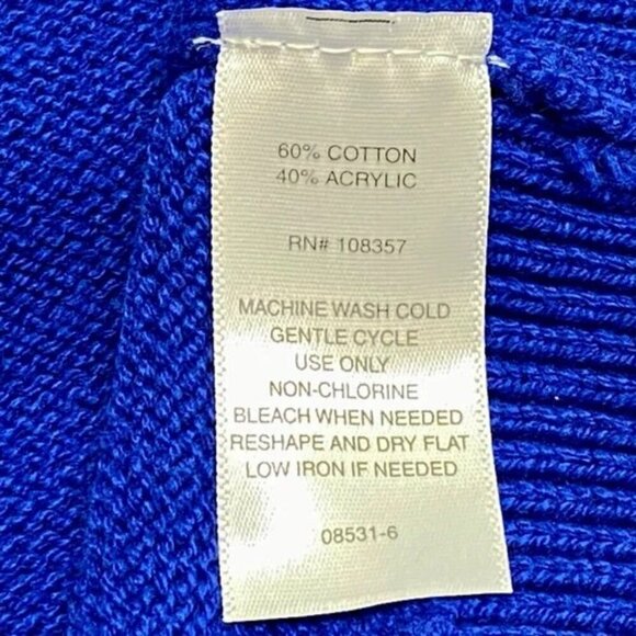 Liz Claiborne Women's 0X Knit Sweater Top Deep Royal Crochete Short Sleeves NWT - Picture 11 of 15